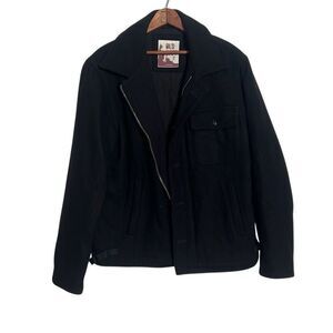 Old Navy Wool Blend Zip Button Front Collared Lined Coat Jacket Black Size XL